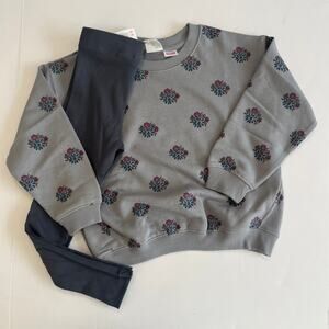 Zara Kids Girls Floral Sweatshirt and Ribbed Leggings Set Size 6 NWT
